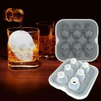 WKSCLPAI 3D Skull Silicone Ice Mold - 6 Cavity Skull Style Mold Ice Maker,Skull Ice Cube Trays for Whiskey,Bourbon,Cocktails,Pudding,Chocolate