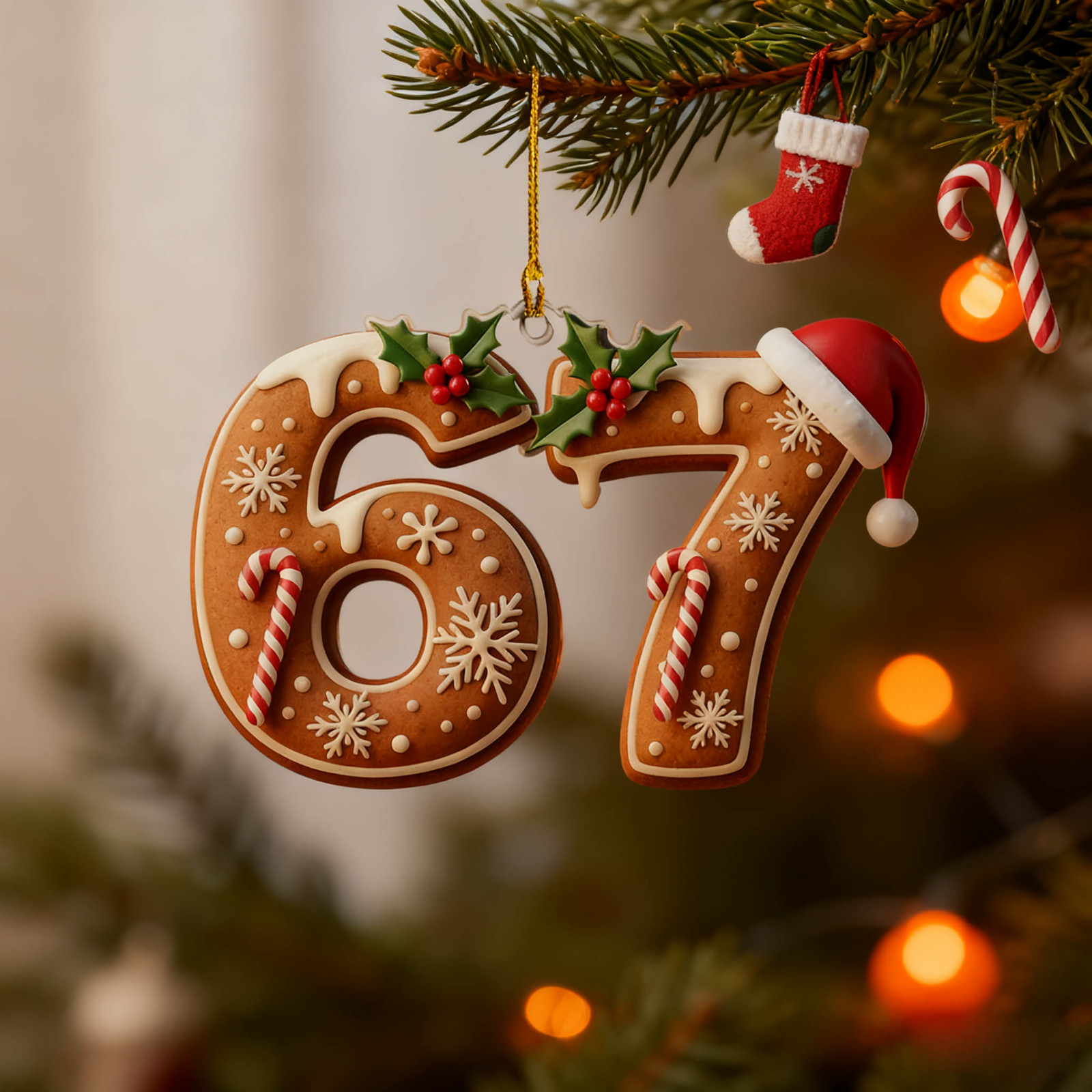 WKSCLPAI 67 Christmas Ornament, Funny 67 Small Acrylic Decorations