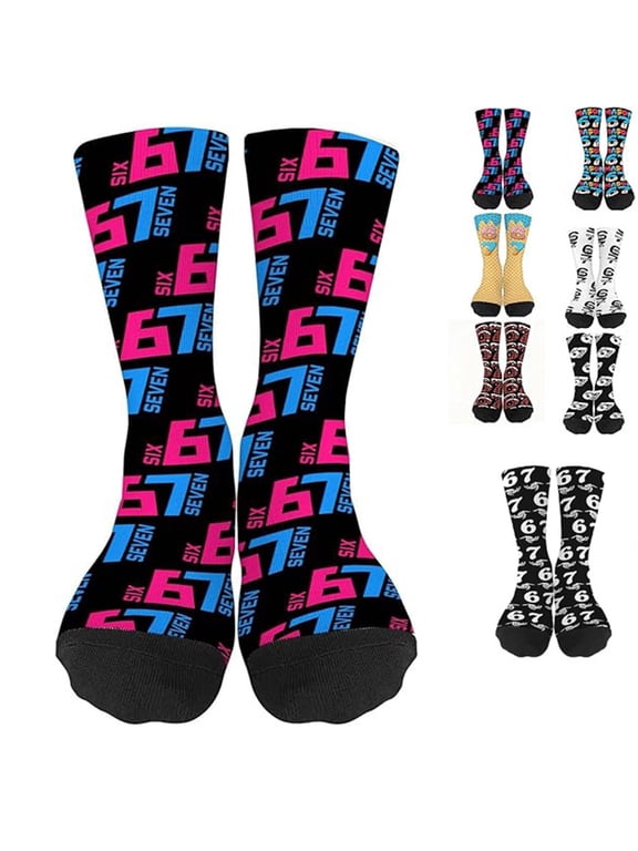 67 Socks Funny Meme Mason Novelty Six Seven Crew Socks for Boys Girls Novelty 6 7 Baseball Socks for Men Women Unique Gifts(One Size Fits Most, Style P)
