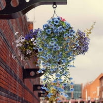 WKSCLPAI Artificial Violet Hanging Flowers Plants for Outdoors,Fade Resistant Fake Hanging Plants,30 Inch Faux Silk Violet Rattan for Front Door Planter Porch Patio Wedding