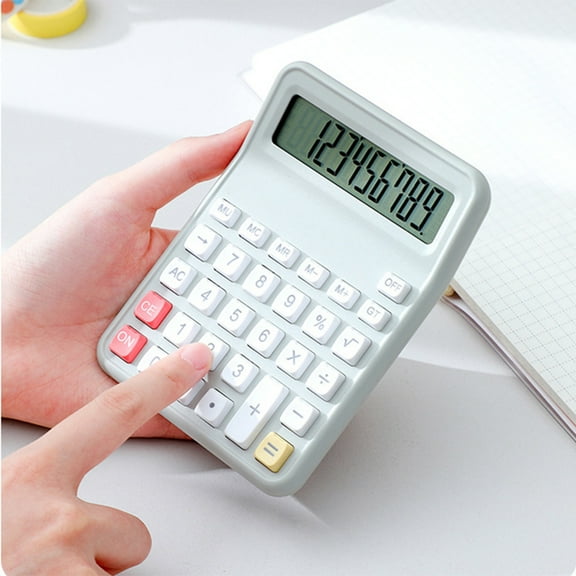 WKSCLPAI Basic Calculator Portable Silent Keyboard Calculators Small Desktop Electronically Calculator Suitable for Student Office Home Math Operations Gray