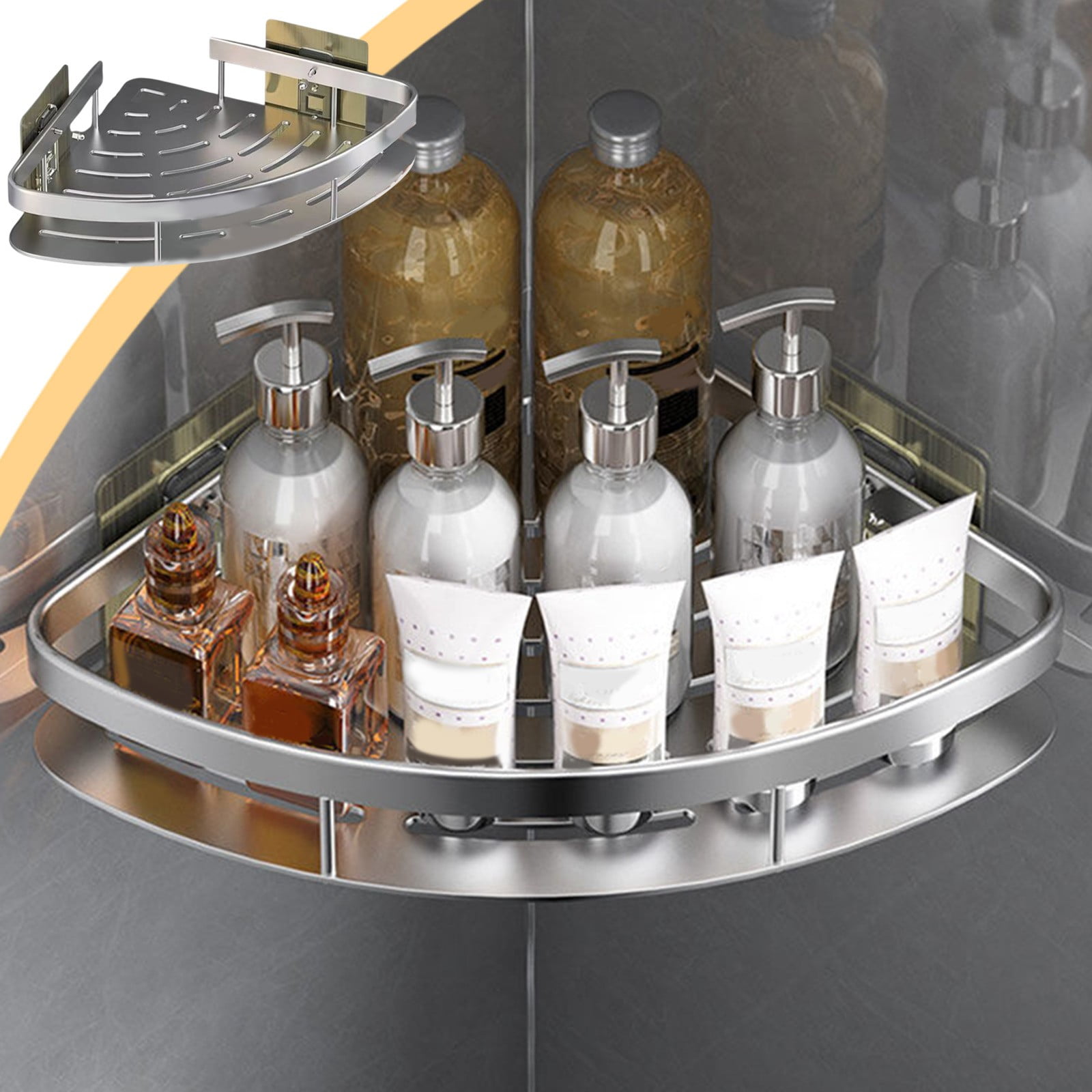 WKSCLPAI Bathroom Organizer, Bathroom Kitchen No-Punch Corner Shelf ...