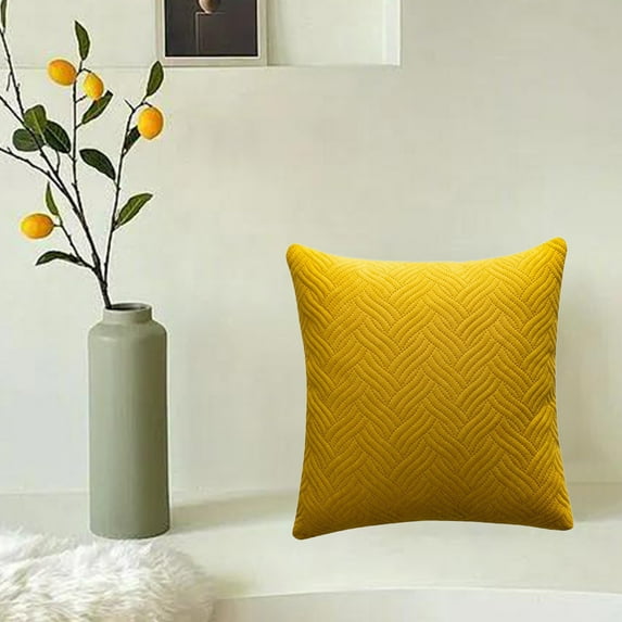 WKSCLPAI Boho Decorative Throw Pillow Covers 18 x18 Inch Plush Pillow Sham for Living Room Couch Bed Sofa Stylish Home Decor Soft Swan's Down Cushion Cover Yellow