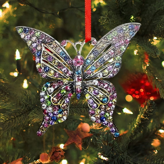 WKSCLPAI Butterfly Christmas Decoration,Acrylic Hanging Ornament,Cute Car Accessory,Home Decor,Holiday Gift,3.5X3" Pendant,Festive Decoration for Xmas,Office & Car