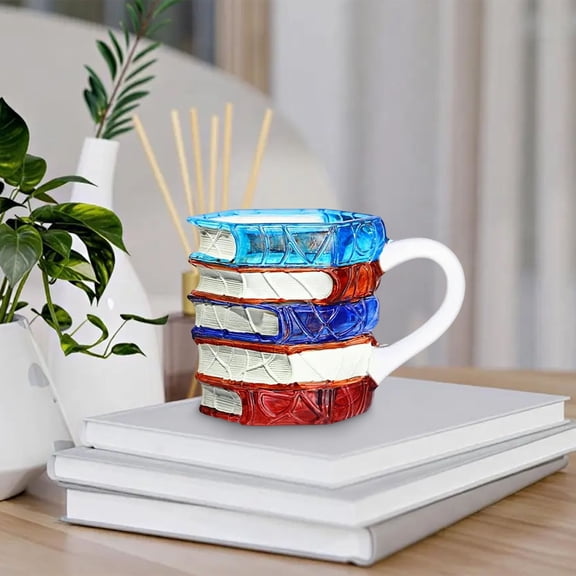 WKSCLPAI Chapter Book Mug, New 3D Painted Glass Book Cup, Creative Handmade Colored Glass Coffee Cup, Collection Gifts for Reading Painting Literature Lovers Book Lovers(Mechanical Style)