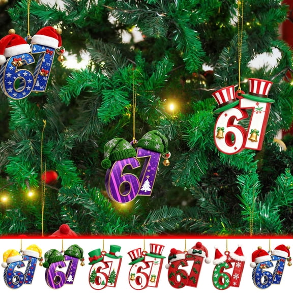 WKSCLPAI Christmas 67 Ornament for Christmas Tree Decorations, Funny Six Seven Meme Christmas Gingerbread Ornaments 2025, Christmas 67 Ornaments Gift for Teen & Humor Friends