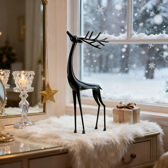 WKSCLPAI Christmas Decorations Indoor, Small Deer Statues Tabletop Decoration, Christmas Decor Deer Tabletop Decoration, Holiday Table Centerpieces for Livingroom Bedroom Office