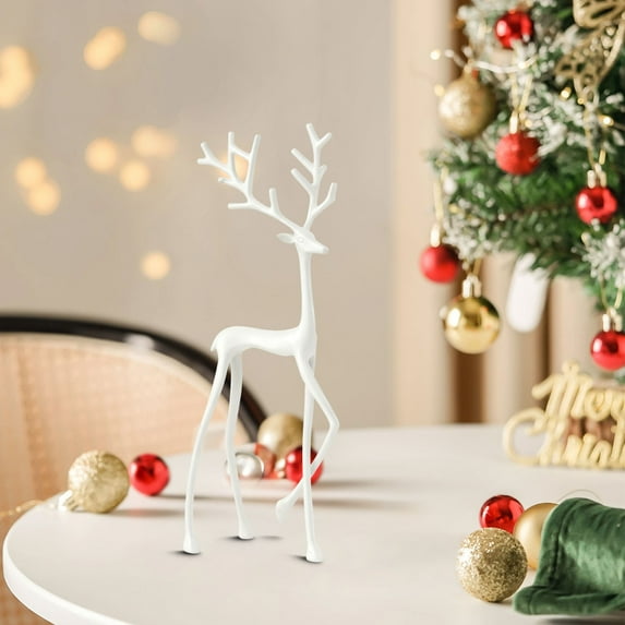 WKSCLPAI Christmas Decorations - Plastic Deer Tabletop Decoration, Reindeer Statues Imitation Metal Resin Deer Sculpture, Indoor Decorations, Xmas Gifts