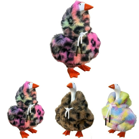 WKSCLPAI Christmas Desk Goose Outfits, Fashion Fleece Hooded Coat Costume for Table Goose, Winter Thickened Desktop Goose Clothes for 7" Goose Statue Home Office Decor(Color C)