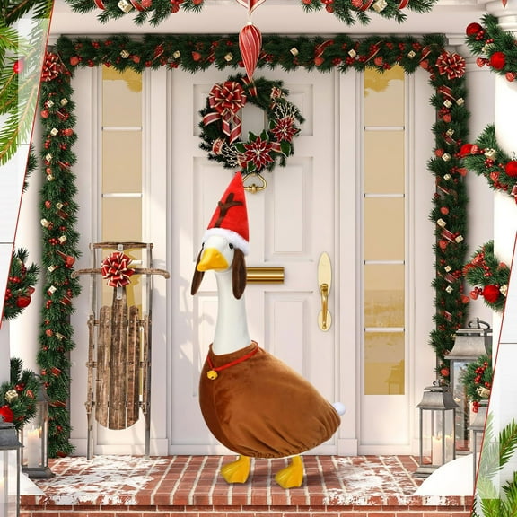 WKSCLPAI Christmas Porch Goose Outfits Christmas Goose Costume for 23 In Large Goose Holiday Clothes Goose Decoration Clothing for Xmas Party Patio Yard Lawn Garden Outdoor Decor