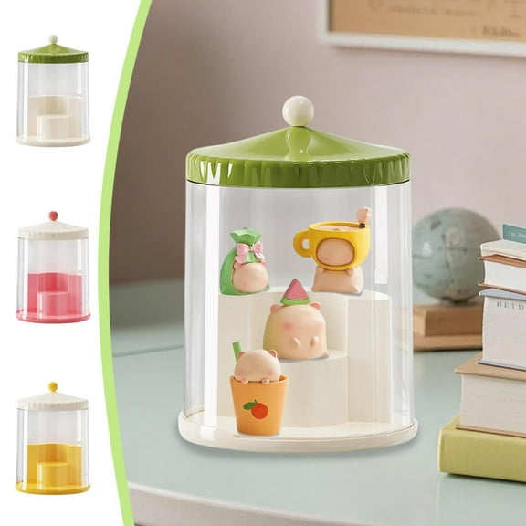 WKSCLPAI Clear Figures Display Case Toys Storage Box Display Stand for Plush Dolls Theatrical Design Blind Box Doll Organizer Rack Dust-Proof All-Round Display of Dolls Yellow