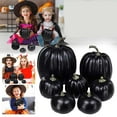 thumbnail image 1 of WKSCLPAI Clearance,7 Pieces Faux Pumpkins,Black Plastic Pumpkins,Artificial Pumpkin Model,Garden Fall Pumpkins,Halloween Pumpkin Decorations, 1 of 2