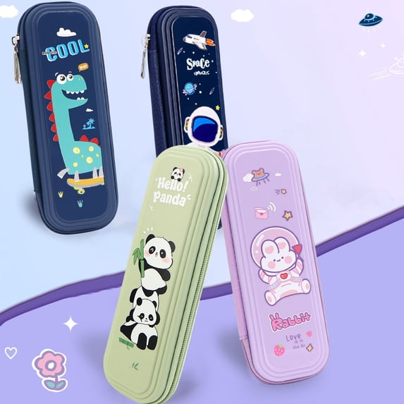 WKSCLPAI Cute Cartoon Stationery Box, Lightweight Portable Pencil Case with Zipper for Linking Keyholes, Wear-resistant and Scratch-resistant, Waterproof and Stain-resistant, Panda
