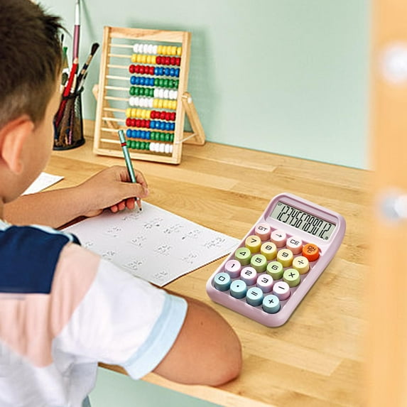 WKSCLPAI Cute Dopamine Colorway Calculator, Portable Multi-function Calculators with 12-Digit LCD Display, Small Desktop Calculator with Stylish Computing Mechanical Keyboard, Purple