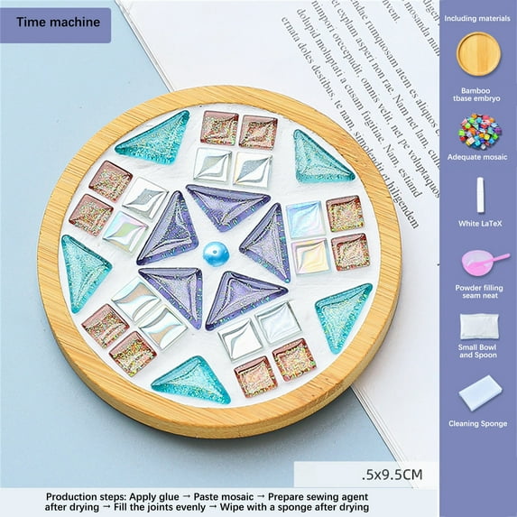 WKSCLPAI Diamond Painting Coasters, Wooden Insulating Cup Mats, Handmade Self-made Coasters with Colorful Glitter Patches, Create it in Your Favorite Style!