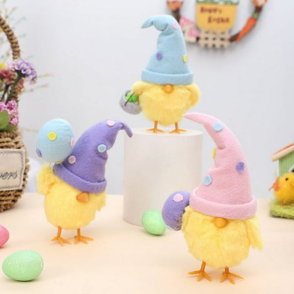 WKSCLPAI Easter Egg & Chick Doll Figurine, Home & Party Holiday Decoration Prop, Holiday Party Decor Supplies, Purple