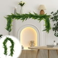 thumbnail image 1 of WKSCLPAI Fake Vines for Halloween Christmas Decorations 5.9FT Christmas Pines Needle Wreath Green Artificial Wreath Fireplace Tabletop Porch Decor Holiday Wreath Green Cedar Christmas Wreath, 1 of 6
