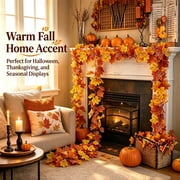WKSCLPAI Fall Leaves GarlandZ,Leaf Garland,Autumn Garland,Fall Mantle Garland,Artificial Maple Leaf Decoration,78.74X1.18In,Elegant Autumn Garland for Home, Office, Seasonal Decoration