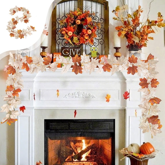 WKSCLPAI Fall Maple Leaf Vines Field Arrangement Artificial Simulated Maple Leaves Rattan Decoration for Home Halloween Thanksgiving 68.9 Inches