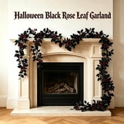 WKSCLPAI Fall Wreath,Halloween Wreath,Halloween Wall Decor,Autumn Garland,Faux Fall Flowers,Artificial Vines,Maple Leaf Garland,Red Rose Berry Wreath Autumn for