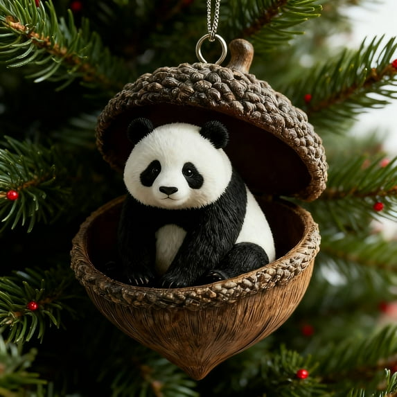 WKSCLPAI Forest Animal Acorn Ornaments, Christmas Ornaments Cozy Forest Animal Pinecone Design, Cute Woodland Creature Figurine for Xmas Tree Decorations, Animal Lovers Gift, Home Decor