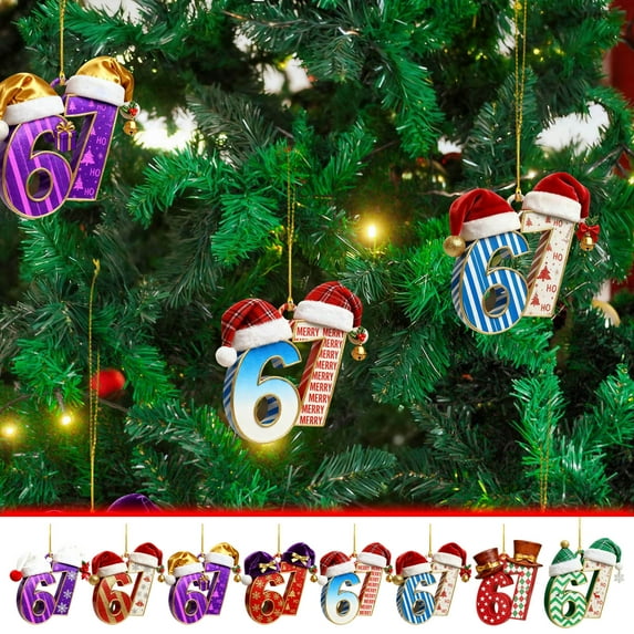 WKSCLPAI Funny 67 Christmas Ornament, Santa Says Six Seven 67 Meme Acrylic Gingerbread Hanging Decorations for Xmas Tree, Durable Shatterproof, Ideal Gifts for Humor Lovers and Gift Givers