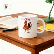 WKSCLPAI Funny Chicken Mug, Novelty Ca_wF Turkey Cup, Ceramic Coffee Cup for Men Women, Gift for Your Friends, Coworkers, Ideal Present Birthday, 11 Oz(White)