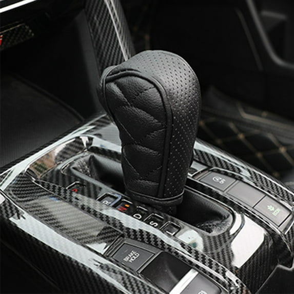 WKSCLPAI Gear Shift Cover,Shift Knob Cover,Gear Shift Hoodie,Universal Leather Lattice Pattern Gear Shifter Knob Cover, Auto Car Protective Sleeve, Easy Install Scratch-Resistant, Fits Most Vehicles