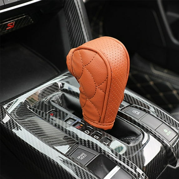 WKSCLPAI Gear Shift Cover,Shift Knob Cover,Gear Shift Hoodie,Universal Leather Lattice Pattern Gear Shifter Knob Cover, Auto Car Protective Sleeve, Easy Install Scratch-Resistant, Fits Most Vehicles