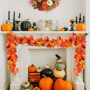 WKSCLPAI Halloween Maple Leaf Vine Garland,Fall Leaves for Autumn Home Decoration,Thanksgiving Party Wall Decor,Seasonal Wreath for Indoor Use