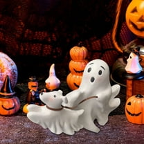 WKSCLPAI Halloween Ornaments,Cute Indoor Home Decor, Ghost And Running Dog Statue, Halloween Decorations Indoor