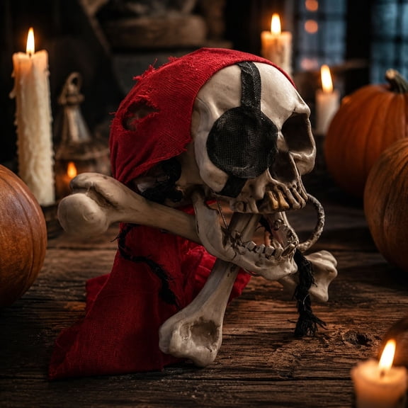 WKSCLPAI Halloween Pirate Themed Tabletop Decor Ornament Spooky Figurine for Home Shelf Mantel Party Display