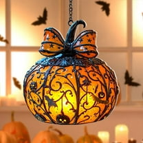 WKSCLPAI Halloween Pumpkin Lantern Ornaments, Acrylic Hanging Decor Weather Resistant Decoration, Festive Light-Up Decor for Indoor and Outdoor, Holiday Window Door Wall Tree Display