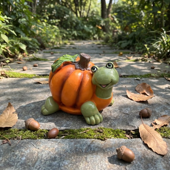 WKSCLPAI Halloween Resin Pumpkin Fox Figurine A Animal Sculpture for Yard Tabletop Porch Decor Ornament Fall Home Garden Display