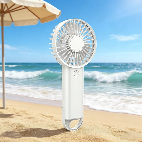 WKSCLPAI Handheld Fan USB Rechargeable 3 Speed Adjustable Mini 400mAh Battery Portable Hook for Travel Office Outdoor