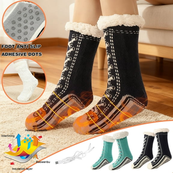 WKSCLPAI Heated Socks for Men Women - Remote Controlled Electric Heating Socks with 3 Temp Settings, USB Rechargeable, Multi-Device Charging (Winter Warm Cold Feet)