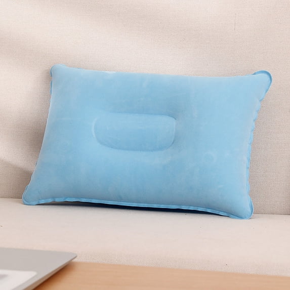 WKSCLPAI Inflatable Pillow Portable Soft and skin-friendly velvet Small Travel Pillow,Lightweight Flocked Fabric Air Pillow Beach Pillow for Camping,Traveling,Napping,Desk Rest,Sky Blue