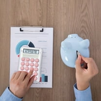 WKSCLPAI Mini Calculator, Portable Basic Standard Calculators with Cute Candy Color Keys, 8 Digit LCD Display Small Calculations with Transparent Body, Pink