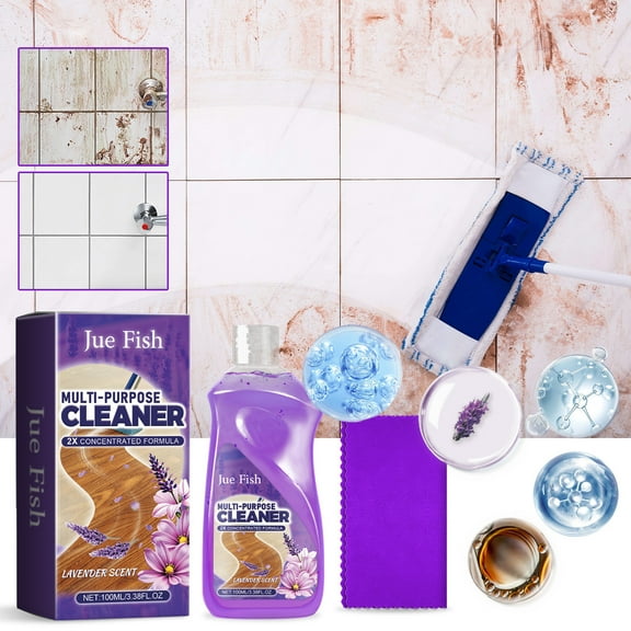 WKSCLPAI Multi Functional Floor Cleaner, Lavender Cleaning Solution Household Kitchen Bathroom Floor Strong Oil Fume Scale Home Essentials Multi-purpose Cleaning Agent 3.38 FL OZ