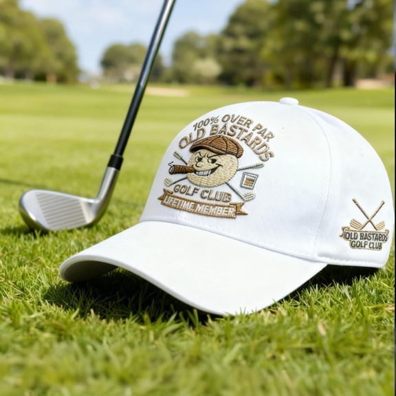 WKSCLPAI Old Bastards Golf Club-Baseball Cap, Adjustable Distressed Black Funny Golf Hat, 100% Over PAR Lifetimes Member Printed Baseball Hat