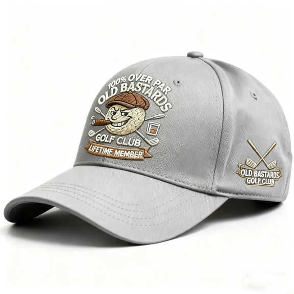 WKSCLPAI Old Bastards Golf Club-Baseball Cap, Adjustable Distressed Black Funny Golf Hat, 100% Over PAR Lifetimes Member Printed Baseball Hat