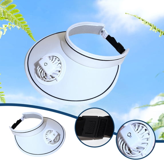 WKSCLPAI Outdoor Visor Hat with Fan for Women Men,Wide Brim Sun Hat with 360 Rotatable Fan,Rechargeable Fan Hat with Adjustable Elastic Buckle,Ideal for Sport,Beach,Travel,Golf,Vacation