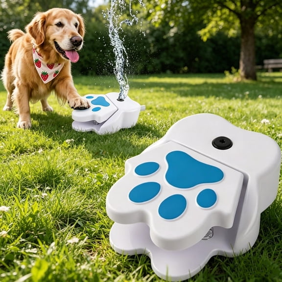 WKSCLPAI Paw Step Activated Outdoor Dog Water Play Sprinkler Fountain, Hose Connectable Yard Garden Auto Drinking Accessory for Medium & Large Canines Summer Backyard Cooling