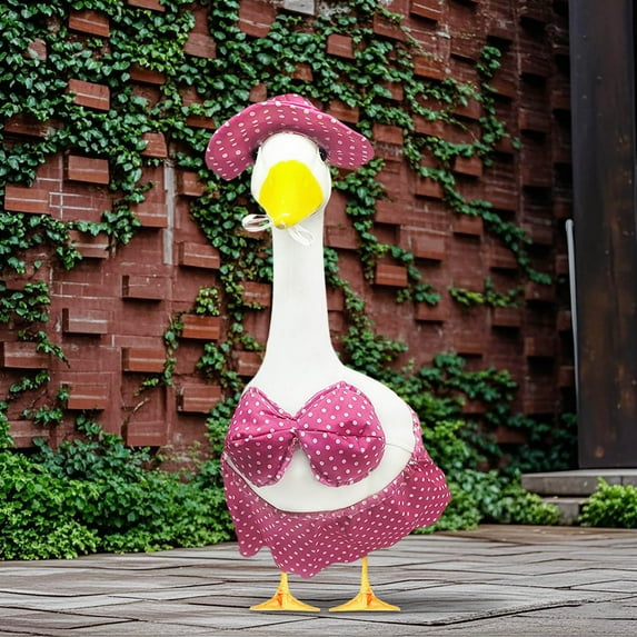 WKSCLPAI Porch Goose Summer Outfit for Cement or Plastic Goose, Fashion Hawaiian Lawn Goose Costume for 23 Inch Yard Goose Statue, Garden Yard Outdoor Decor (Hot Pink)