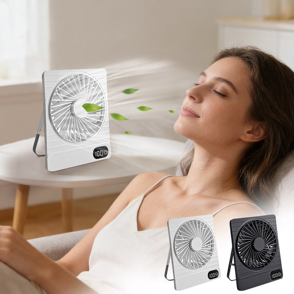 WKSCLPAI Powerful Desktop Rechargeable Fan with Mini Silent Portable Design, Small Desk Fan for Office Dormitory and Home Use in Ivory White