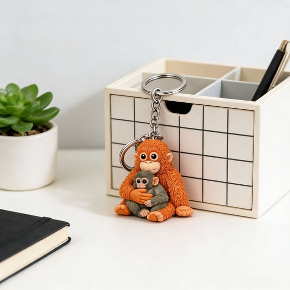 WKSCLPAI Punch Monkey Keychain, 3D Printed Adorable Punch Monkey Statue Ornament, Trending Cuddle Companion Accessories, Gifts for Punch Monkey Lovers