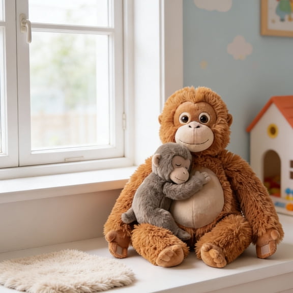 WKSCLPAI Punch Monkey Plush, Orangutan Plush Stuffed Animal Toy, Soft Cuddly Plushy Fluffy Toy, Gifts for Family Birthday Girls Boys