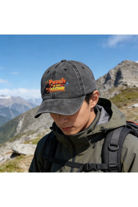 Punch Monkey Trucker Hat, Punch is Not Alone Baseball Cap, Adjustable Printed Hat for Men Women