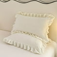 thumbnail image 1 of WKSCLPAI Queen Pillow Cases Set of 2, Pure Cotton Champray Ruffled Edge Pillowcase with Envelope Closure, Home Light Luxury Solid Color Pillow Covers, Machine Washable, White, 1 of 5