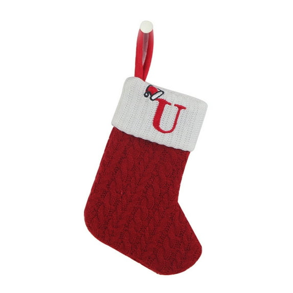 WKSCLPAI Red Christmas Stocking Gift Bag Knitted Wool with Embroidered Dog Paw & Snowflake,Ideal for Holiday Decor & Gifts,8X4" ,Festive & Cozy Christmas Accessory